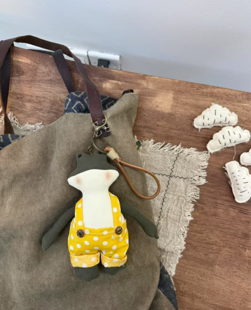 Handmade Fabric Frog Bag Charm