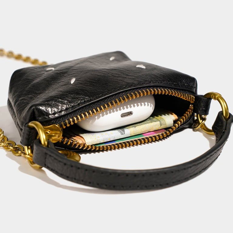 Deconstructed Mini Leather Bag | Vintage Chain Crossbody & Micro Top-Handle Purse