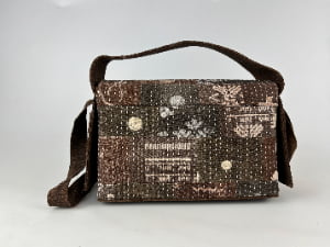 Patchwork Sashiko Embroidery Bag with Shuliang Resist Dye detail